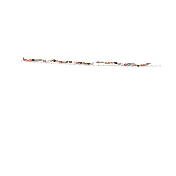 Vintage Beggars Bead Chunky Multi Gemstone Beaded Necklace Brass Accents 27" - Picture 7 of 7